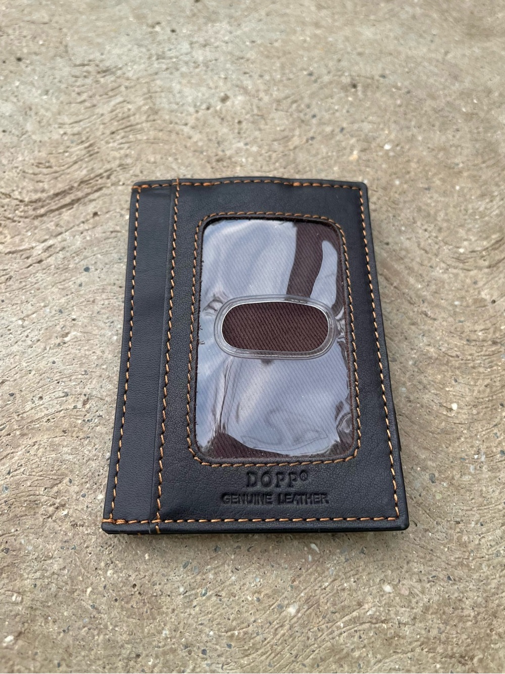 DOPP | Genuine Leather Black ID Wallet with Clear Window